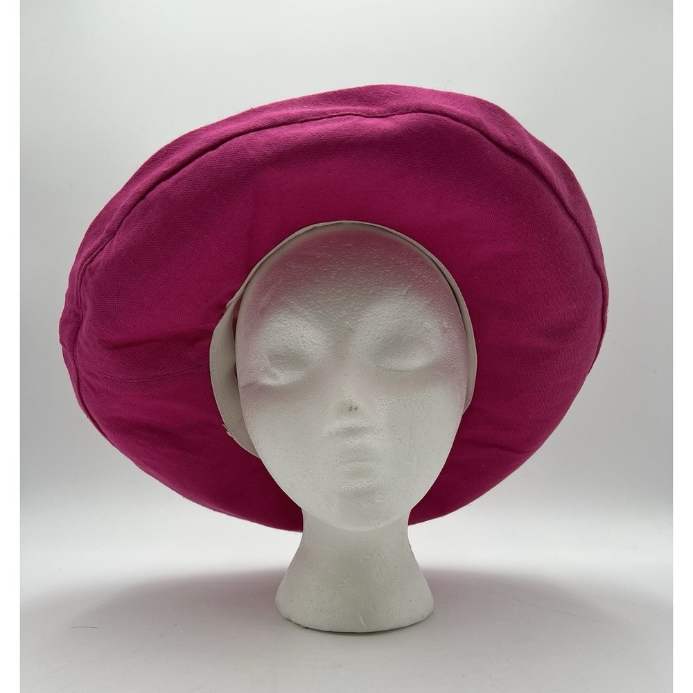 Tropical Trends Womens Linen Blend Sun Hat One Size Pink Wide Brim Packable